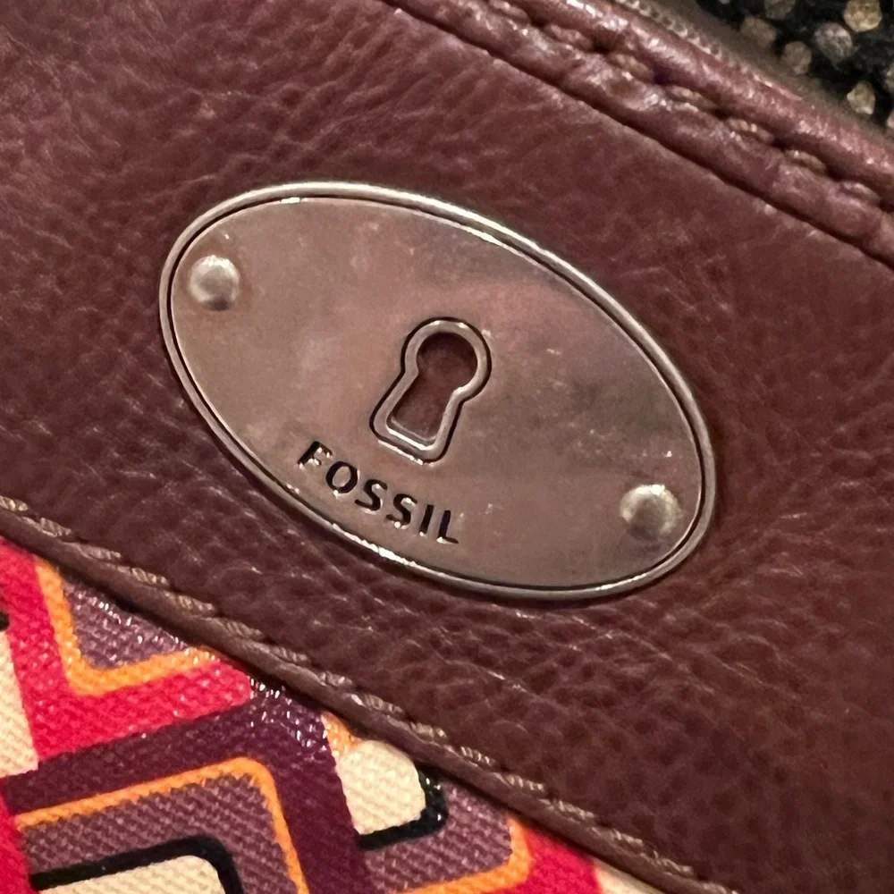 Fossil Key-Per Geometric Carry All Coated Canvas Large Tote